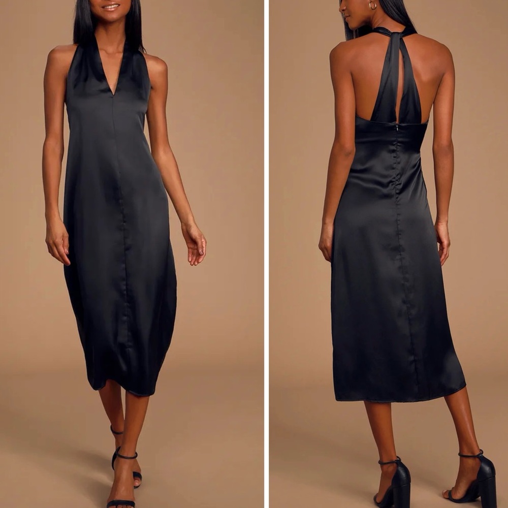 Bishop + Young Camila Satin Twist Back Shift Dress